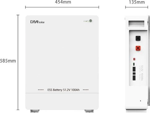 DAH Solar 5kWh Σύστημα Αποθήκευσης Ενέργειας επιτοίχιας τοποθέτησης Λιθίου 51.2V 100Ah BMS 100A 6000 - Image 3